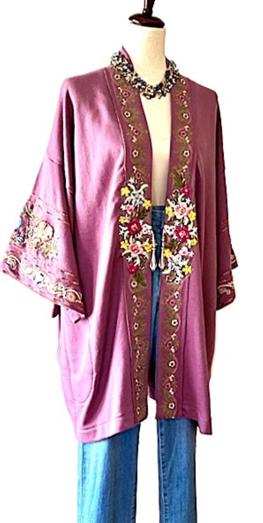 Specialty Collection: Juliette Embellished French Terry Kimono Jacket (Lilac or Maize)