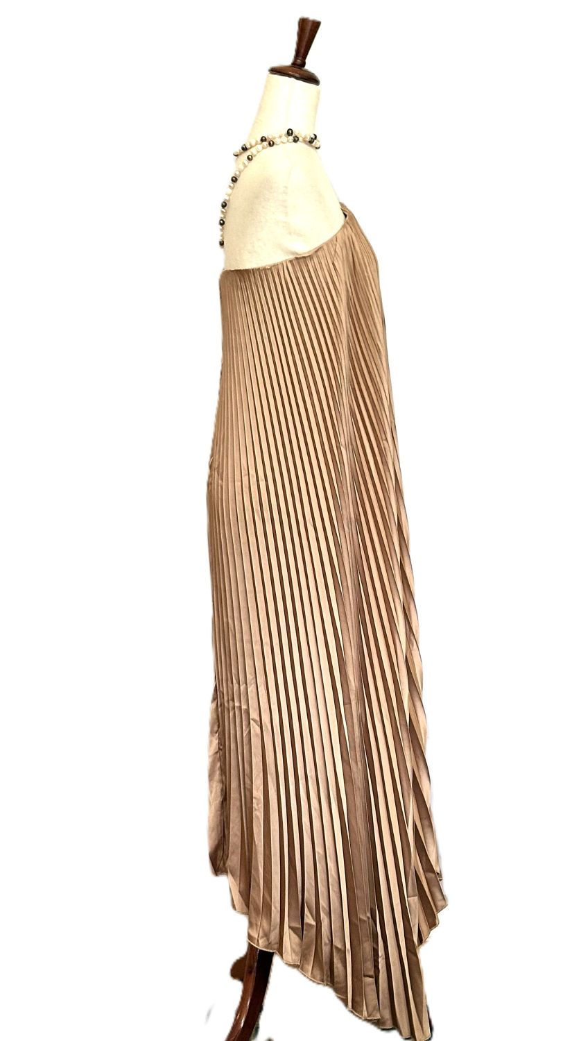 Dresses, Satin Strapless Pleated Maxi Column. Statement Piece (2 Colors).
