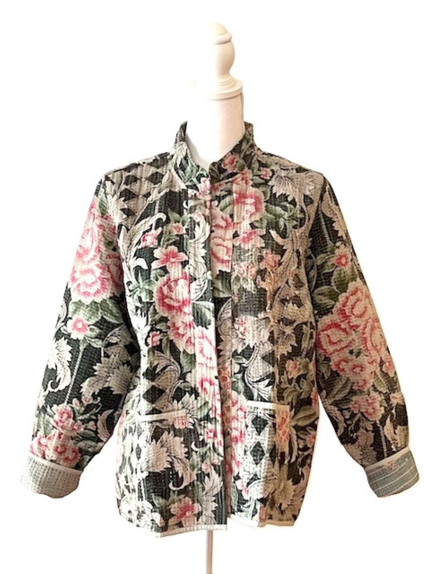 Short Cotton Quilted Jacket Handmade And Fully Reversible (New Style)
