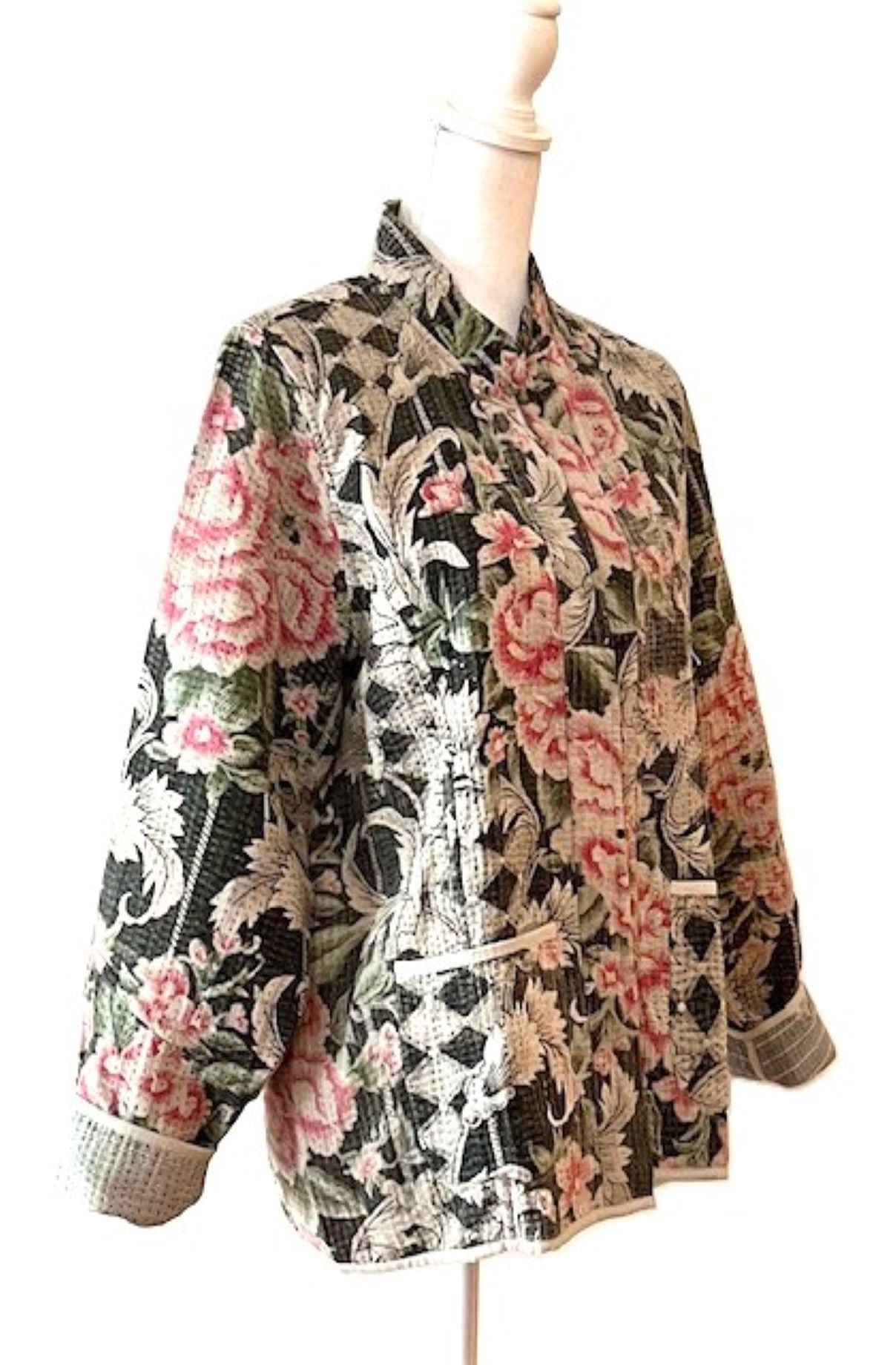 Short Cotton Quilted Jacket Handmade And Fully Reversible (New Style)