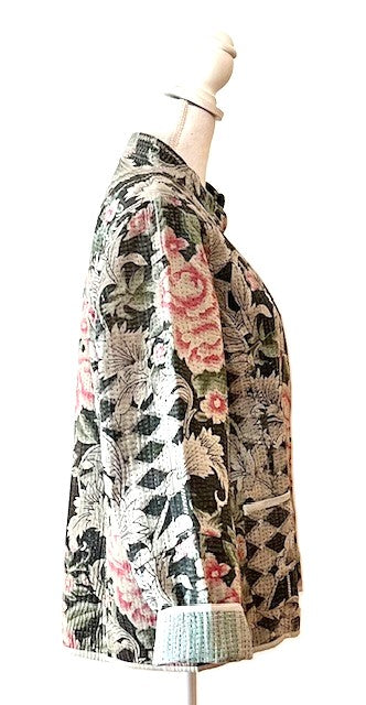 Short Cotton Quilted Jacket Handmade And Fully Reversible (New Style)