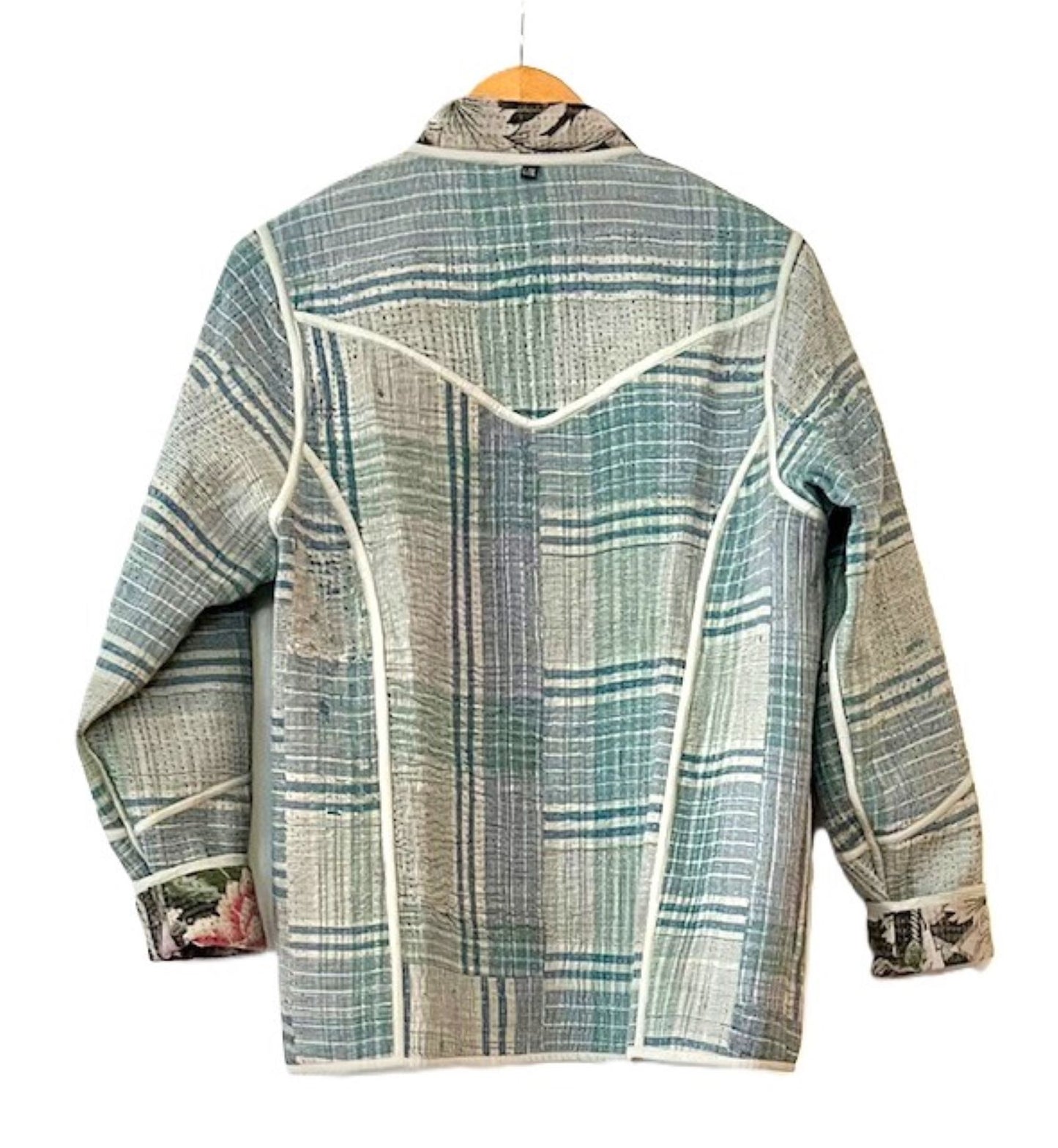 Short Cotton Quilted Jacket Handmade And Fully Reversible (New Style)