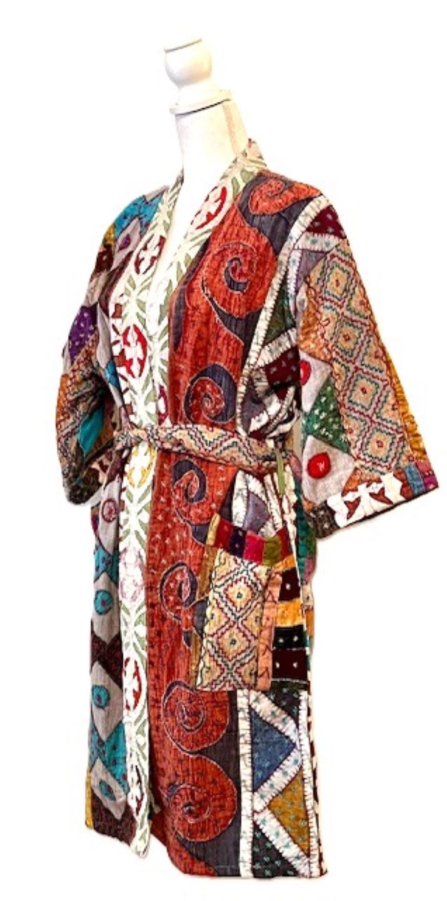 Artisan Cutwork Cotton Kantha Long Sleeve Jacket Is Impressive. (Multi Colored)