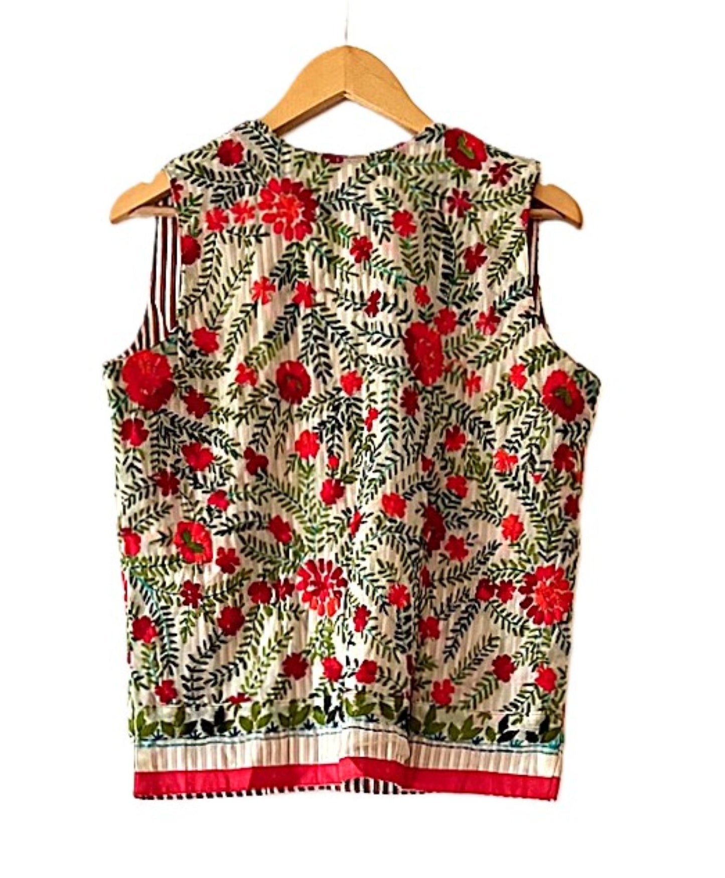 Specialty Collection: Short Vest Hand Appliqued and Embroidered (Red and Green)