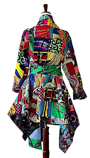 Wearable Art Is Visible In This Handmade Patchwork Peplum Jacket.