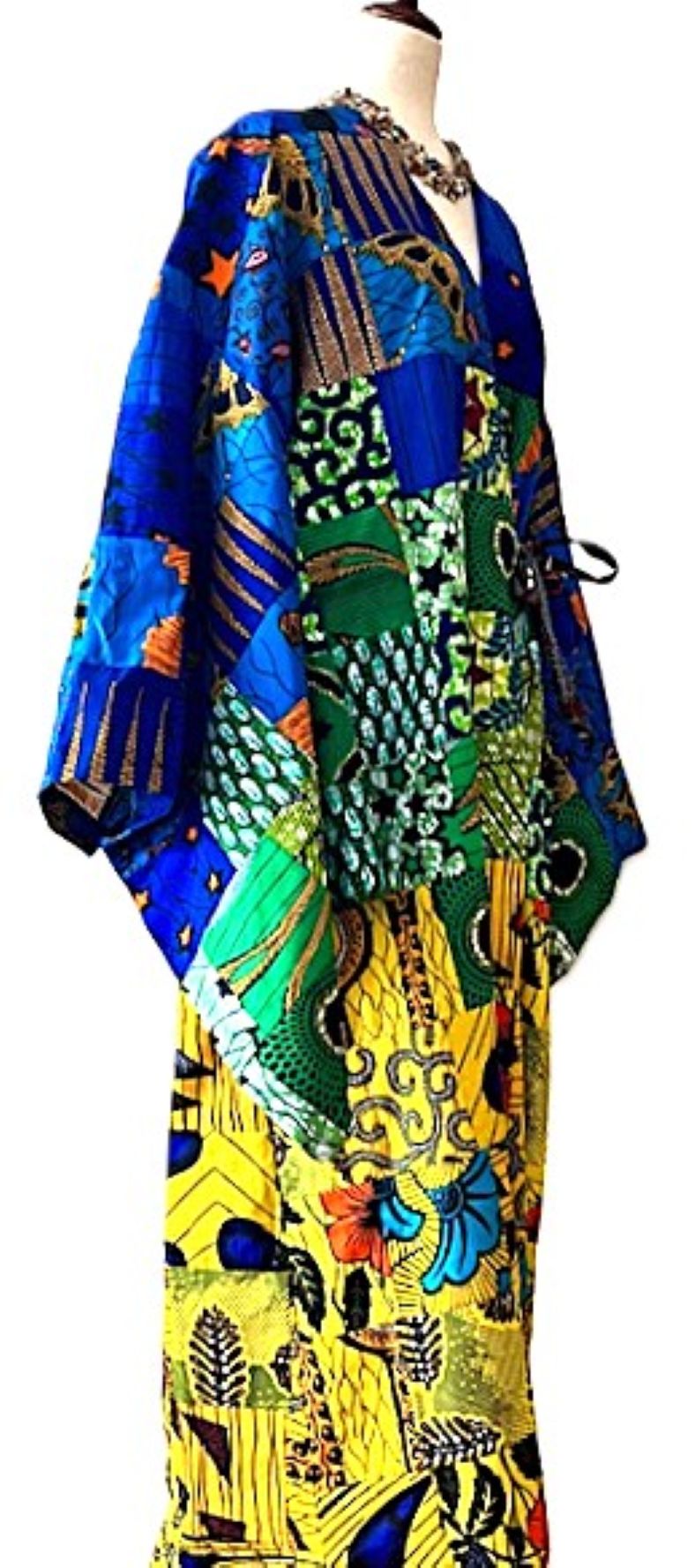Wearable Art Is Visible In This Handmade Patchwork Kimono Duster.