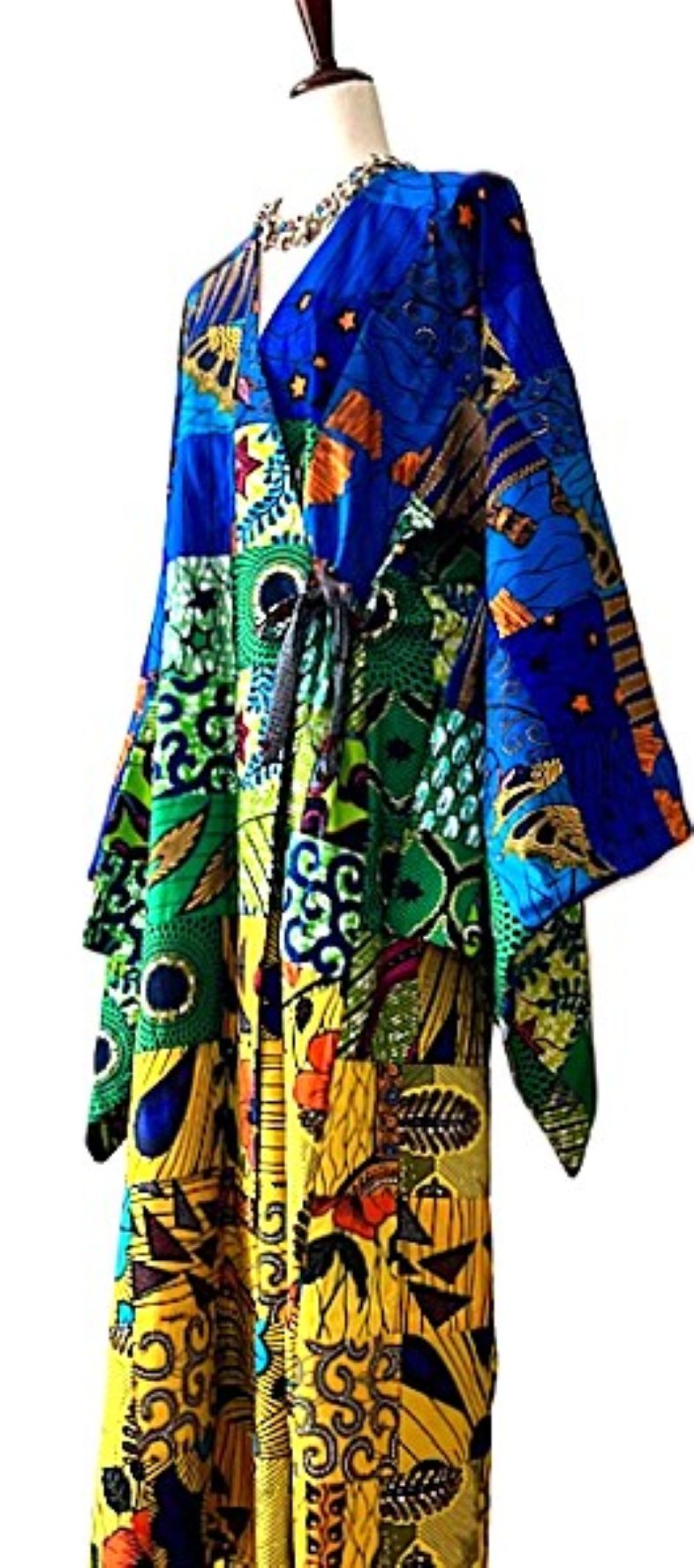 Wearable Art Is Visible In This Handmade Patchwork Kimono Duster.
