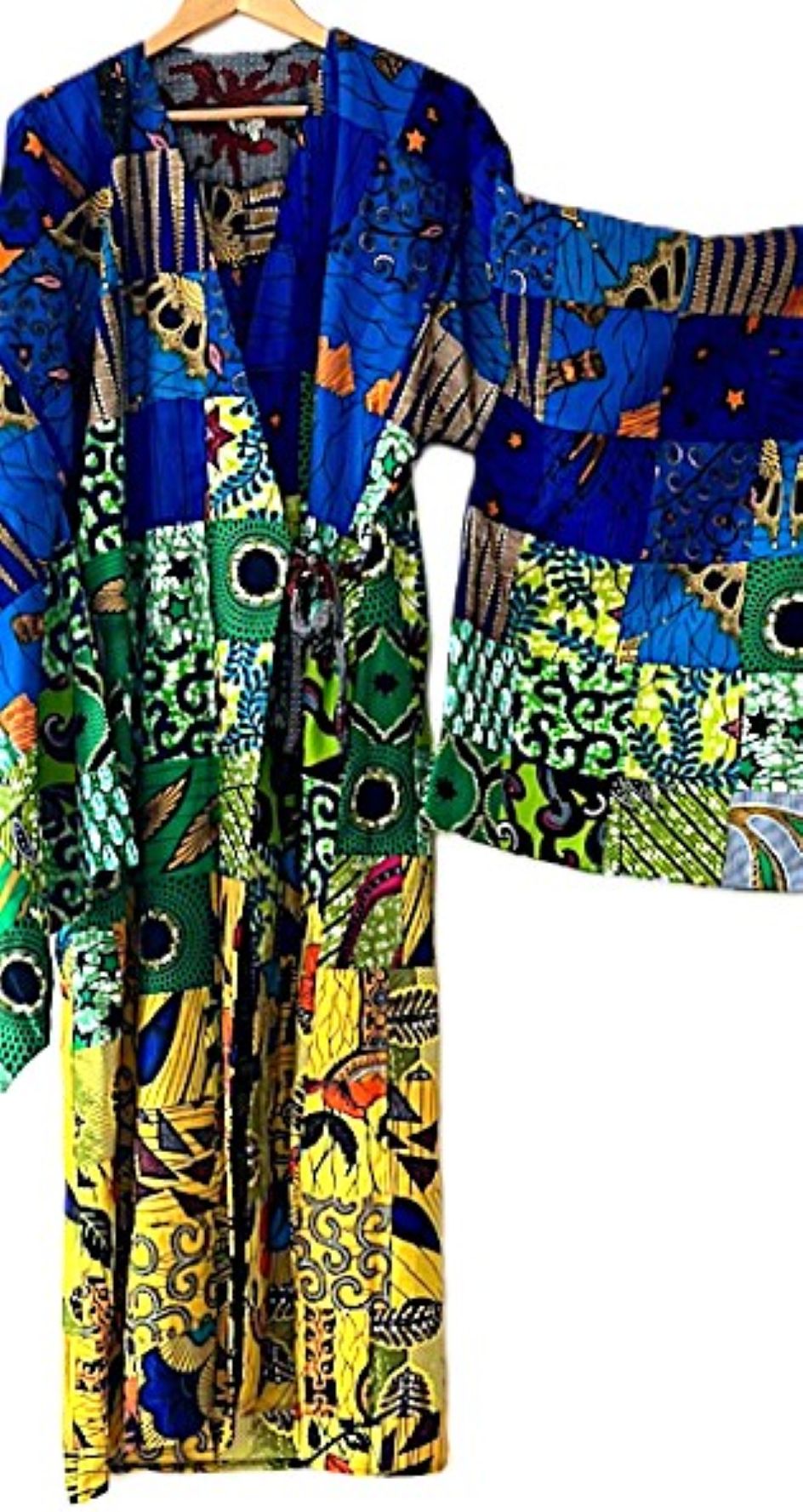Wearable Art Is Visible In This Handmade Patchwork Kimono Duster.