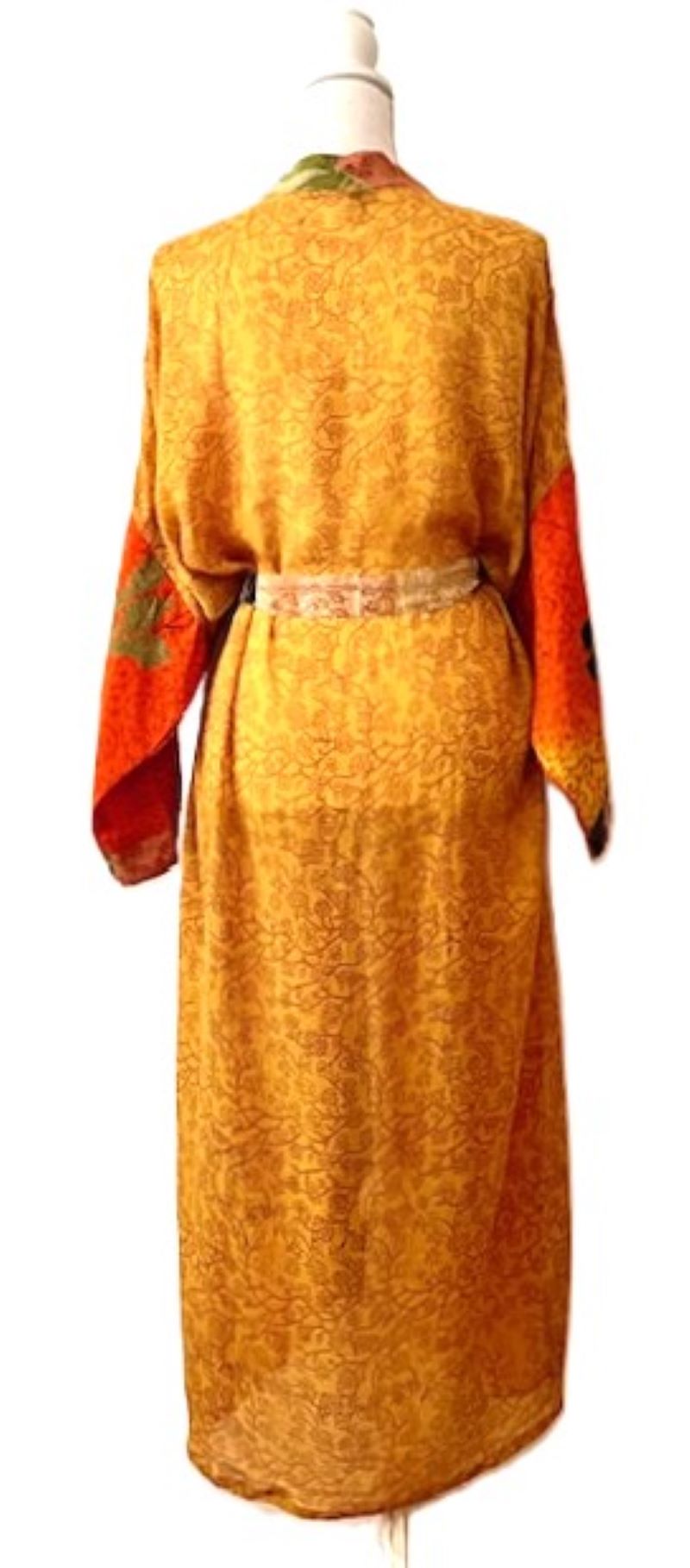 Top of the Line Silk Kimono Duster, Dramatic Abstract Print. Vamp Appeal.