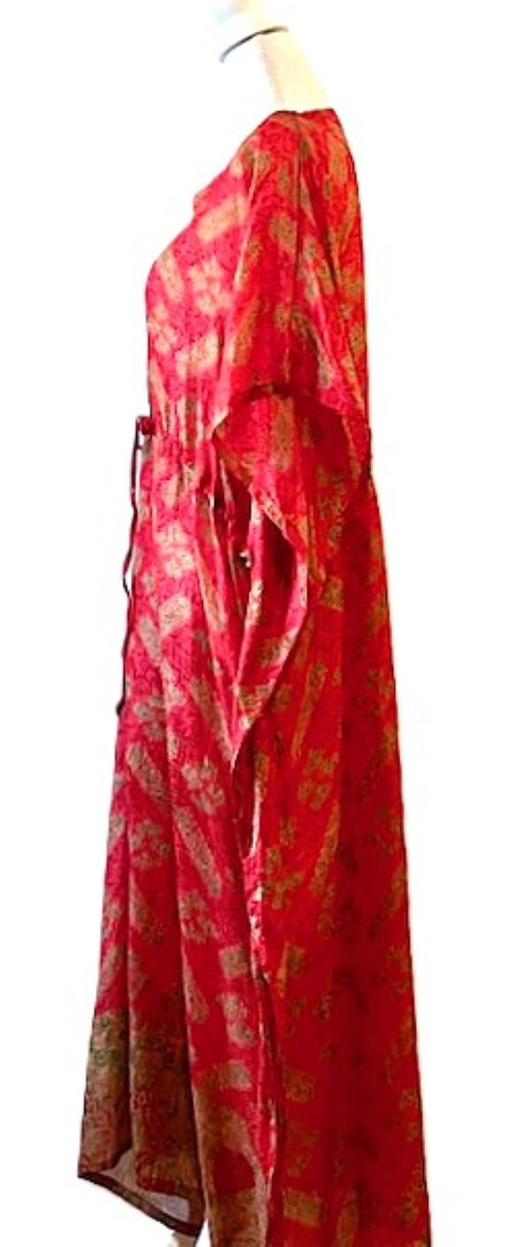 Beautiful Handmade Silk Caftan. Beach or Pool Perfect.(Red black)