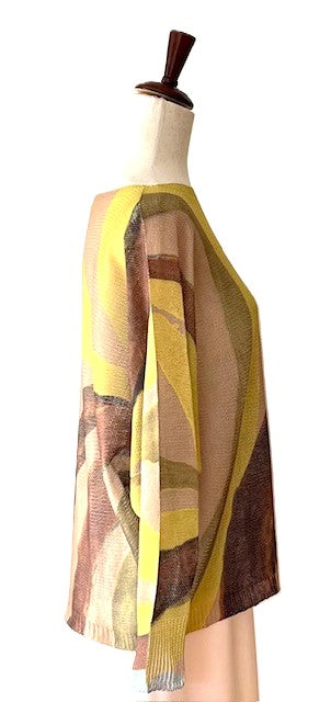 Italian Knit Sweater, Great Color and Light Weight. (Mustard Wavy)