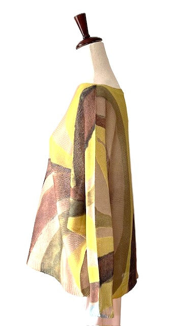 Italian Knit Sweater, Great Color and Light Weight. (Mustard Wavy)