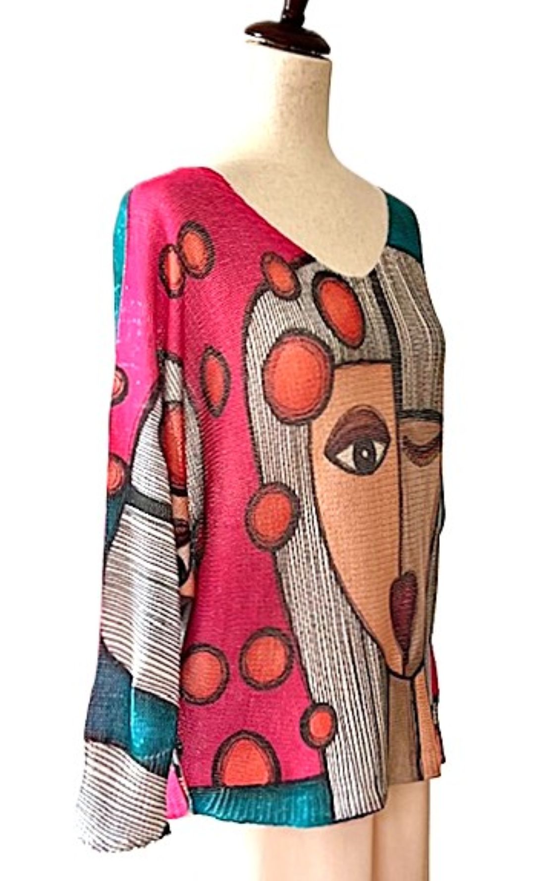 Italian Knit Sweater, Picasso. Best Seller. Great Color(Teal)