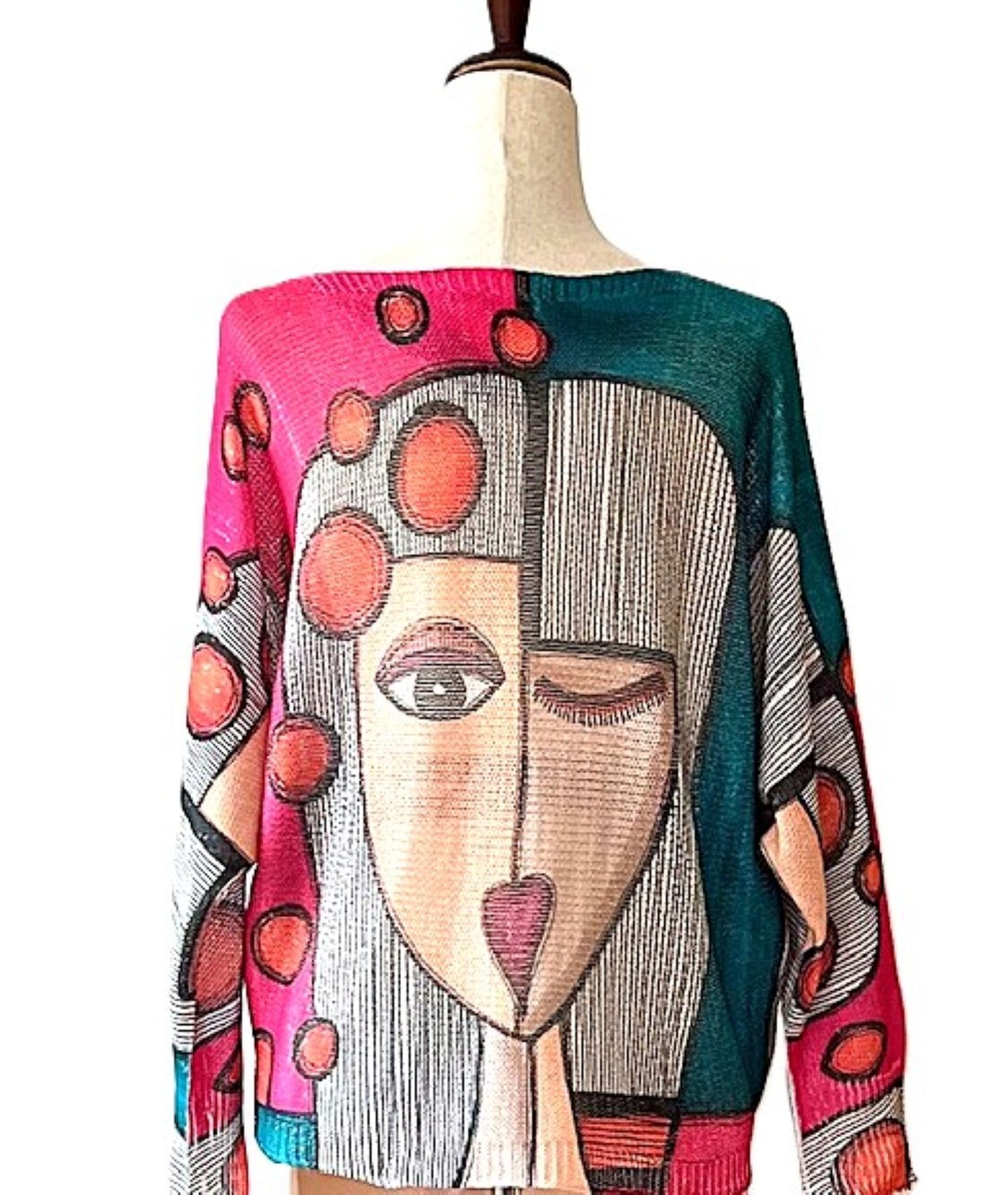 Italian Knit Sweater, Picasso. Best Seller. Great Color(Teal)
