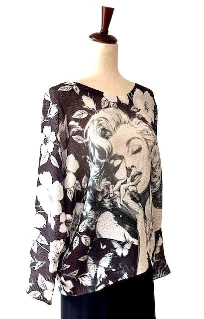 Italian Knit Sweater, Bold in Black and White (Marilyn)