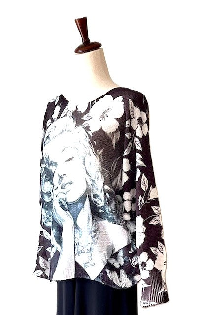 Italian Knit Sweater, Bold in Black and White (Marilyn)