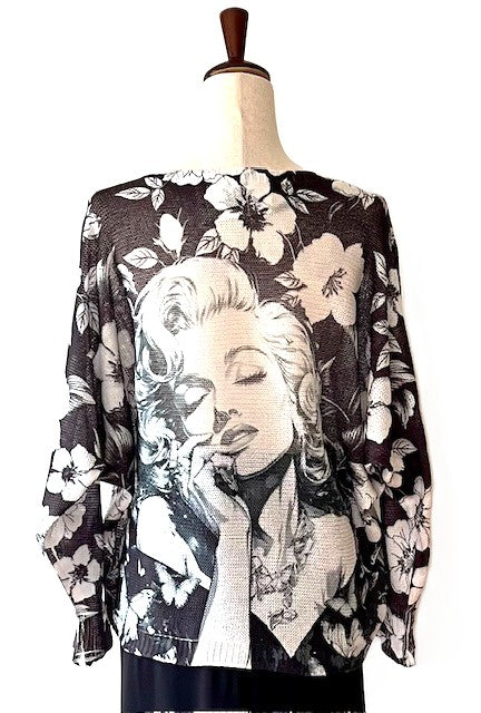 Italian Knit Sweater, Bold in Black and White (Marilyn)