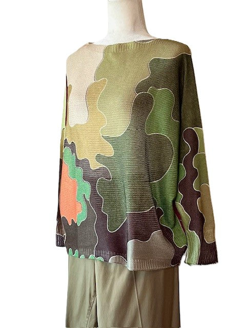 Italian Knit Sweater, Camo. (Khaki)
