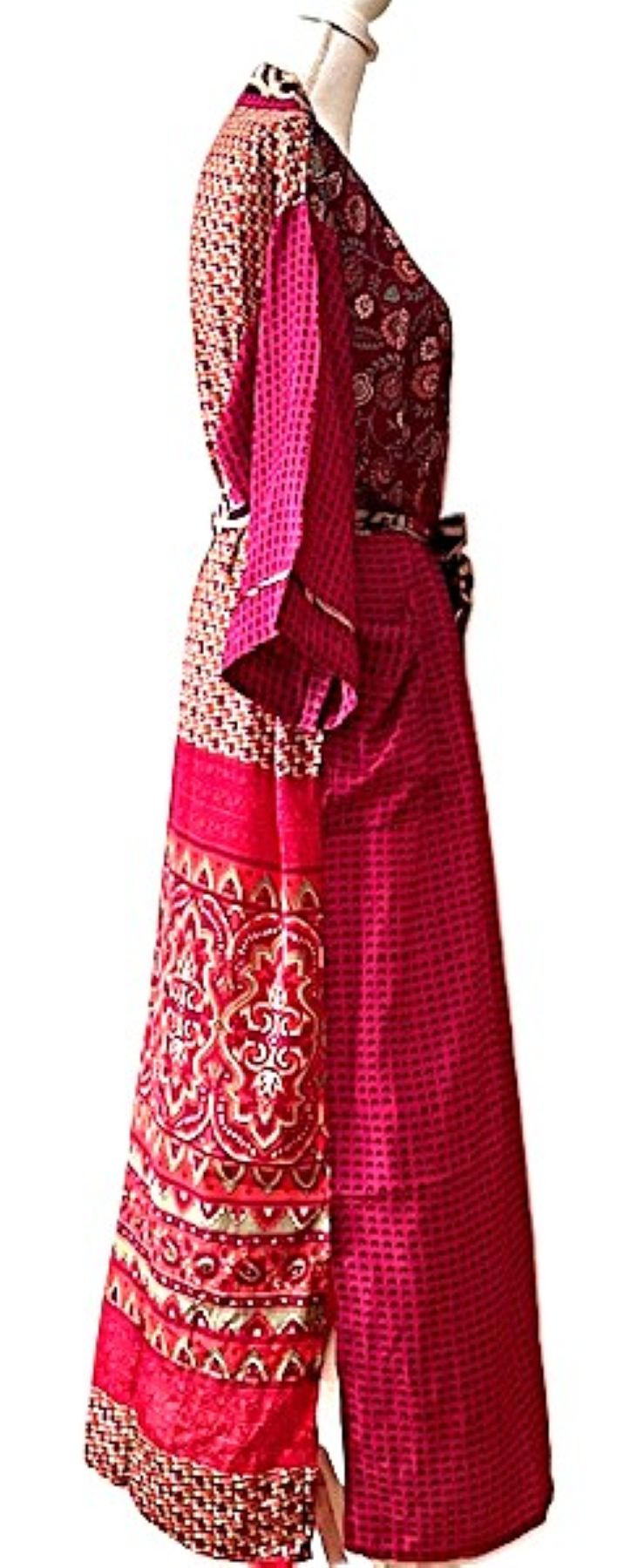 Dresses, Luxurious Silk Midi Kimono Duster. Glamorous (Wine)