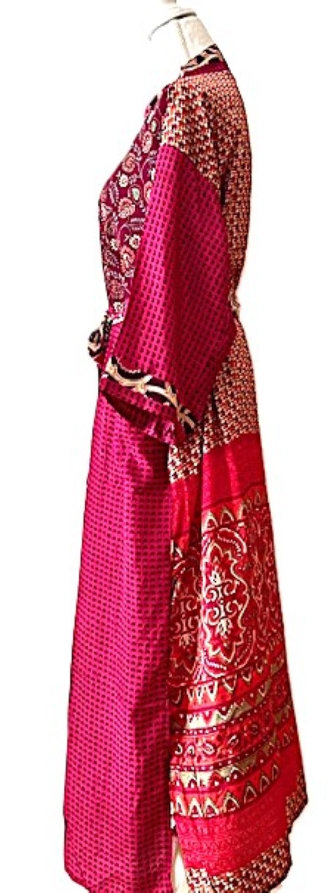 Dresses, Luxurious Silk Midi Kimono Duster. Glamorous (Wine)