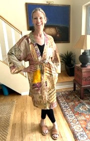 Beautiful Handmade KHAMBADIYA Kantha Short Silk Jacket