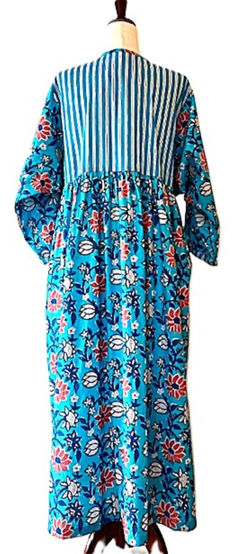 Dresses: Floral Cotton Handblock Midi In Royal Blue . A Beauty.