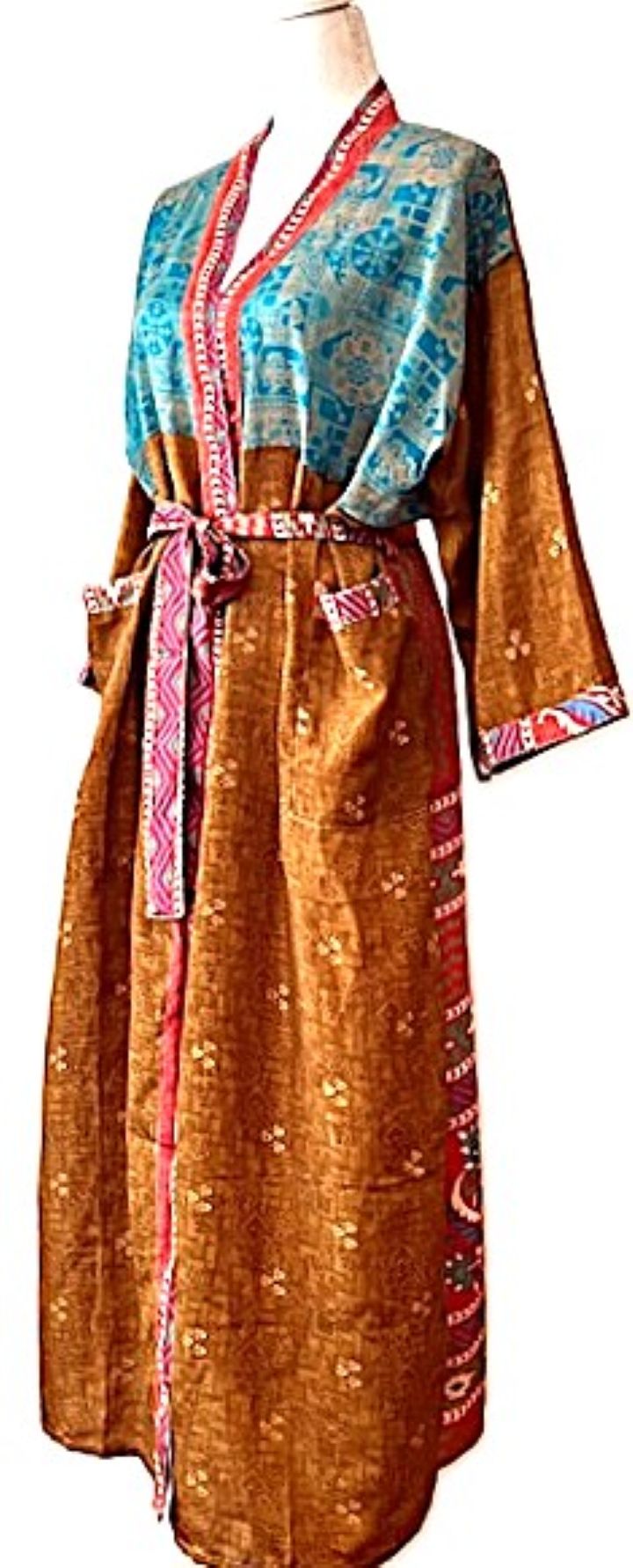 Dresses, Luxurious Silk Midi Kimono Duster. Glamorous (Copper)
