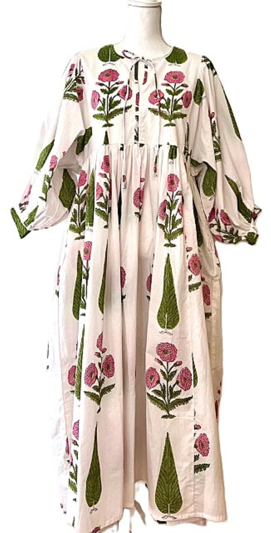 Long Cotton Block Print Dress Is A Fresh Spin On A Classic (Pink)