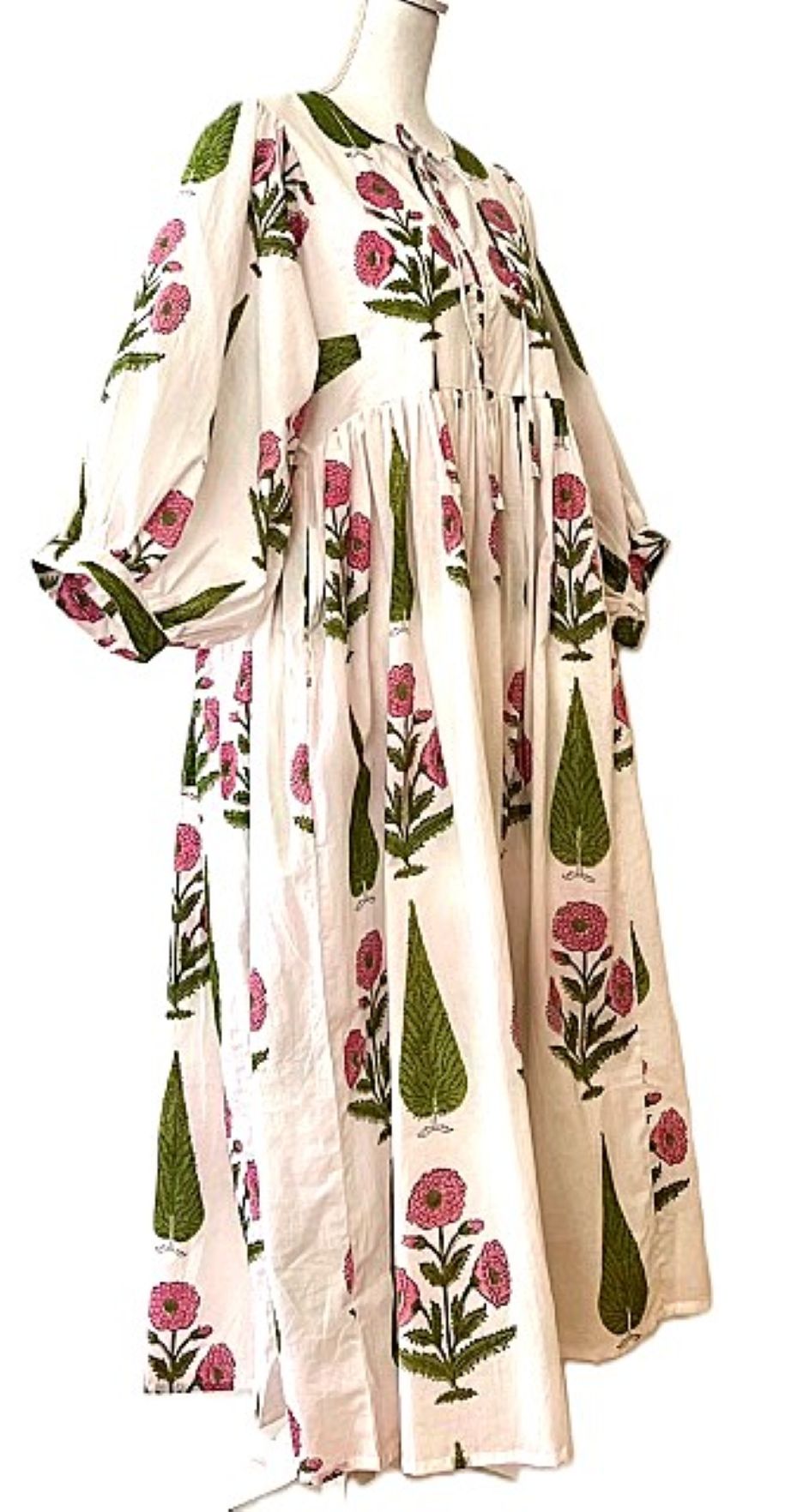 Long Cotton Block Print Dress Is A Fresh Spin On A Classic (Pink)