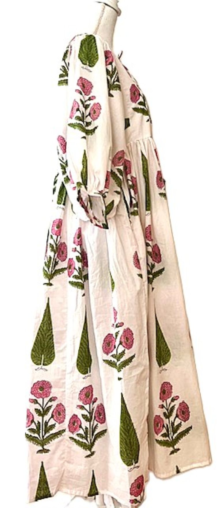 Long Cotton Block Print Dress Is A Fresh Spin On A Classic (Pink)