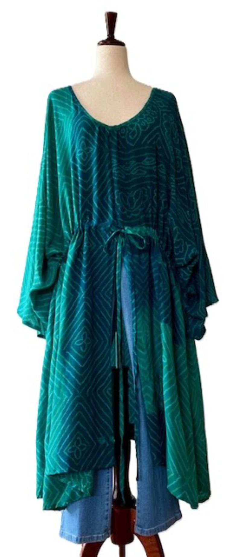 Kantha Bae Sacred Split Silk Tunic is Magical (Teal)