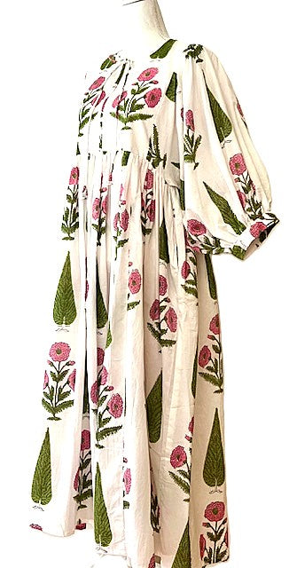 Long Cotton Block Print Dress Is A Fresh Spin On A Classic (Pink)