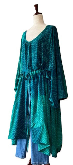 Kantha Bae Sacred Split Silk Tunic is Magical (Teal)