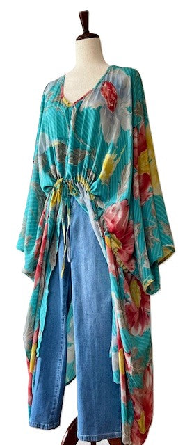 Kantha Bae Sacred Split Silk Tunic is Magical (Flowers)