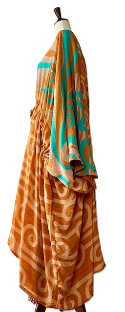 Kantha Bae Sacred Split Silk Tunic is Magical (Orange)