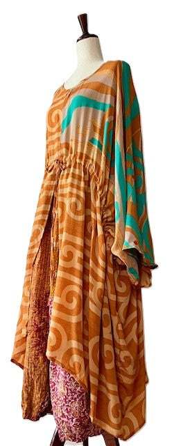 Kantha Bae Sacred Split Silk Tunic is Magical (Orange)