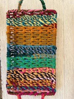 Colorful Jute Trays with Handles, Set of 3