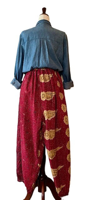 Kantha Bae Cool Kantha Cotton Joggers. Best Seller (Maroon)