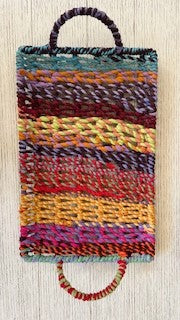 Colorful Jute Trays with Handles, Set of 3