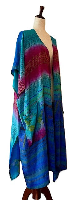Kantha Bae Silk Solstice Kimono, The Perfect Overwear Layer (Blues)