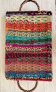 Colorful Jute Trays with Handles, Set of 3