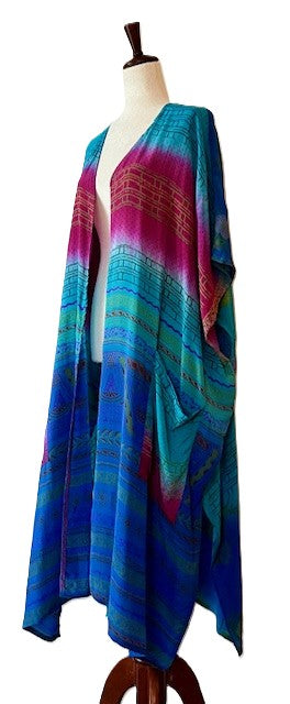 Kantha Bae Silk Solstice Kimono, The Perfect Overwear Layer (Blues)