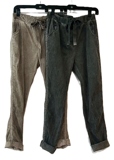 New Everyday Pants with Side Metallic Trim, Taupe or Charcoal
