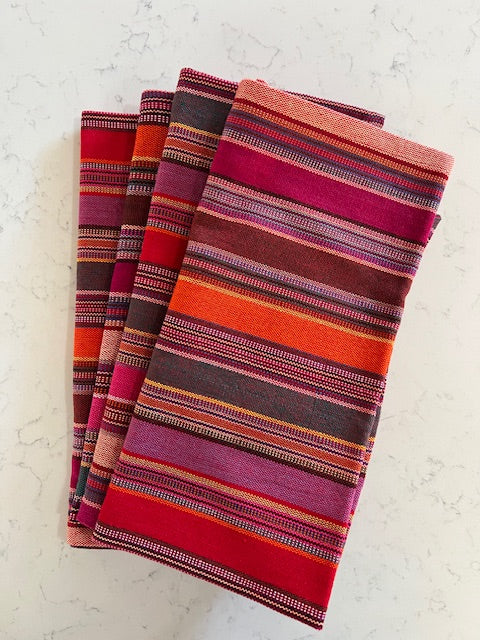 Artisan Hand Woven Guatemalan Napkins, Berry Multi and Jade Multi