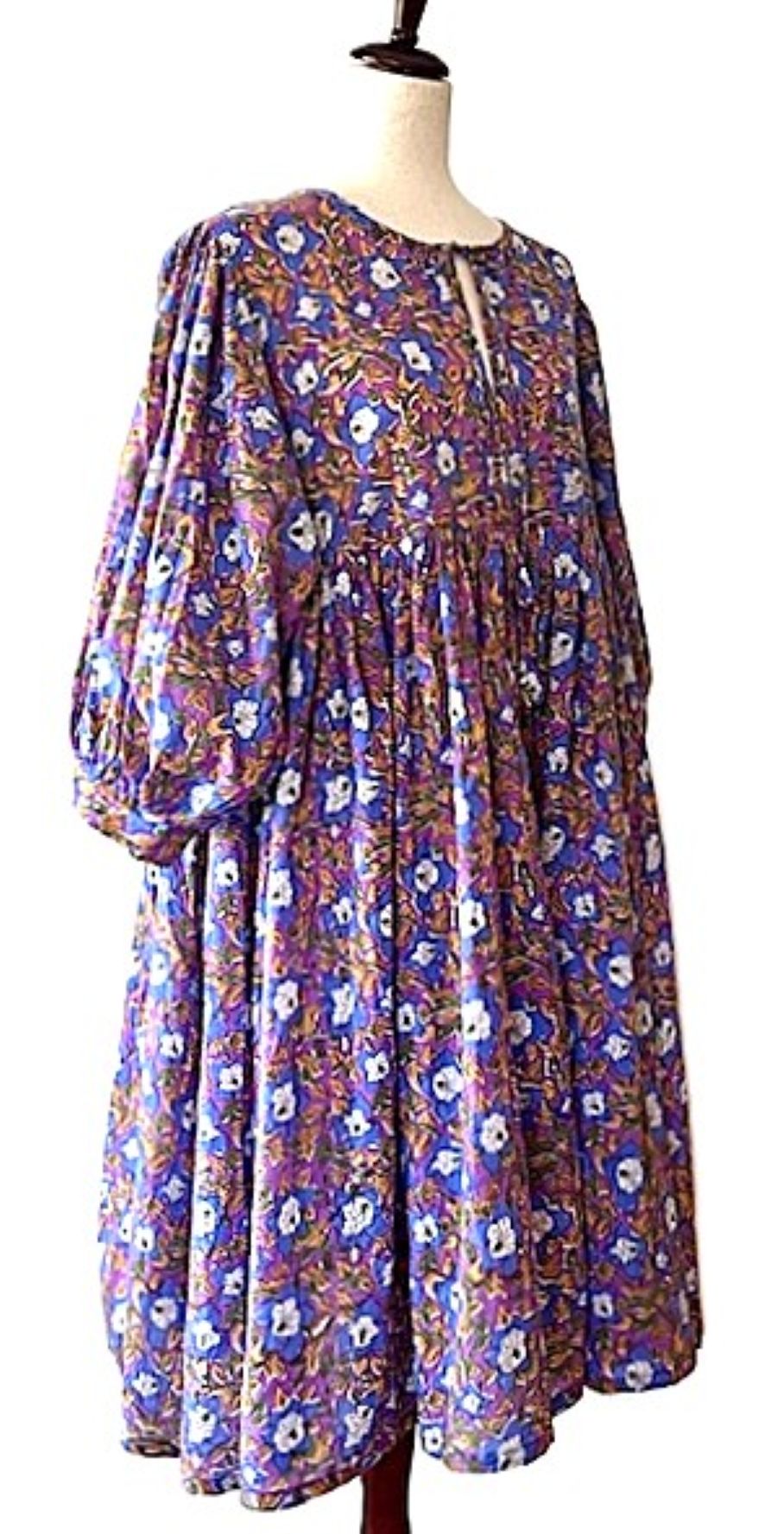 Dresses: Cotton Block Print Midi Is Delightful In An Unusual Color Combination