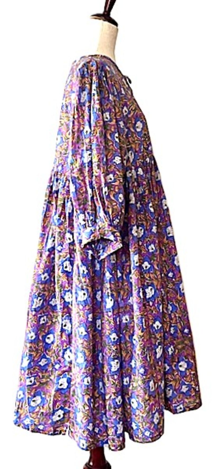 Dresses: Cotton Block Print Midi Is Delightful In An Unusual Color Combination