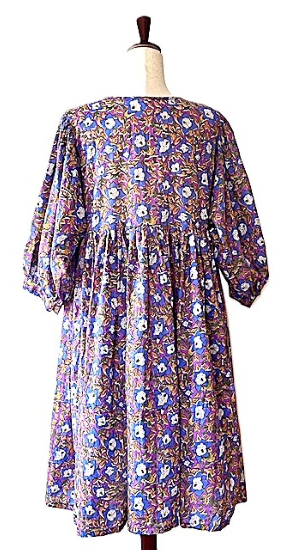 Dresses: Cotton Block Print Midi Is Delightful In An Unusual Color Combination