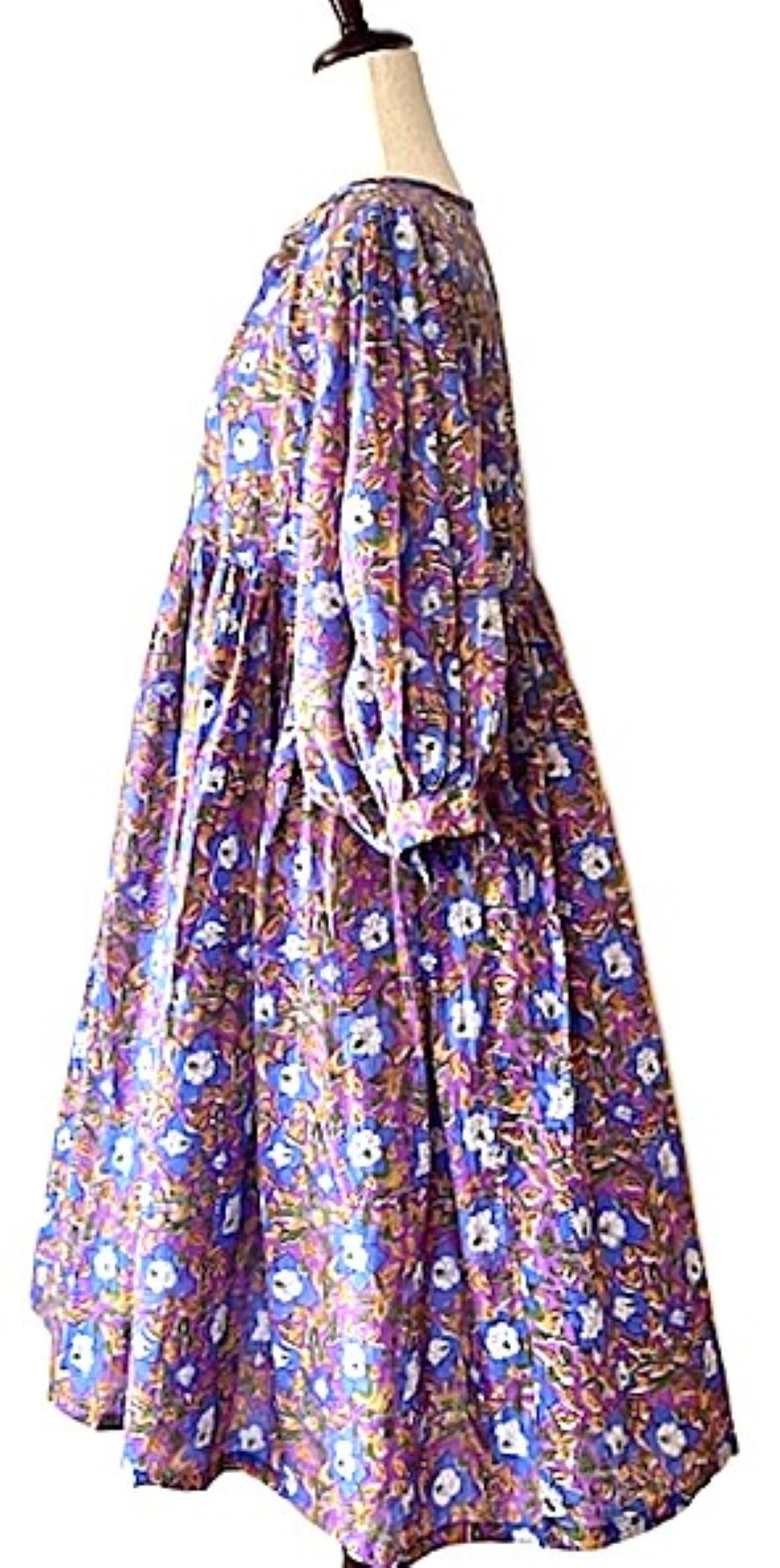 Dresses: Cotton Block Print Midi Is Delightful In An Unusual Color Combination