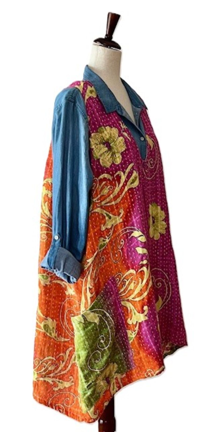 Kantha Bae Harmony Mini Dress, Reversible (Flowers)