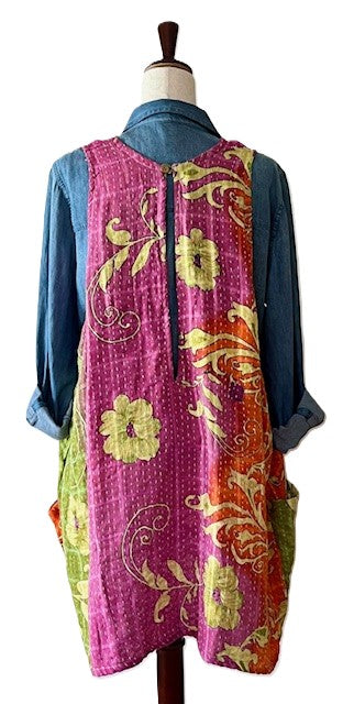 Kantha Bae Harmony Mini Dress, Reversible (Flowers)